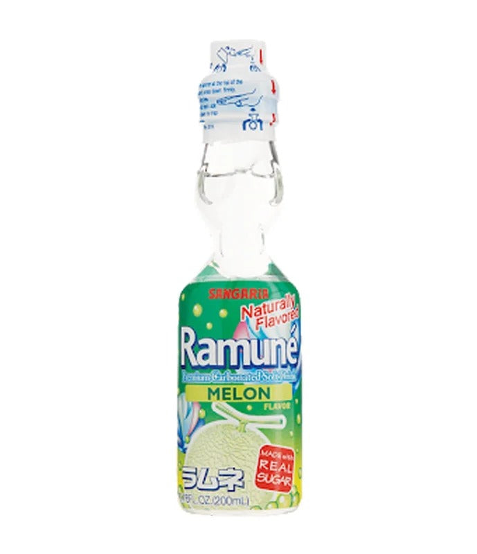 Sangaria Ramune Carbonated Soft Drink – Melon Flavor 6.76 Oz
