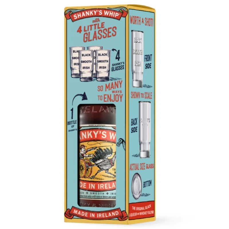 Shanky & Shireman Shanky’s Whip Black Irish Whiskey Liqueur w/ 4 little glasses 750ml