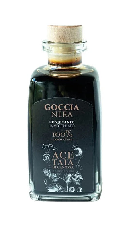 Goccia Nera Condimento balsamico di 100% mosto d’uva cotto ( Invecchiato 8 anni) da 250ml. – Acetaia Di Canossa
