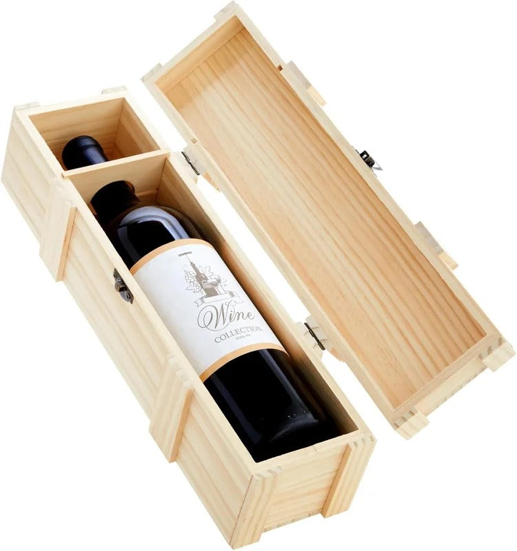 Unfinished Pine Wood Wine Box Crate