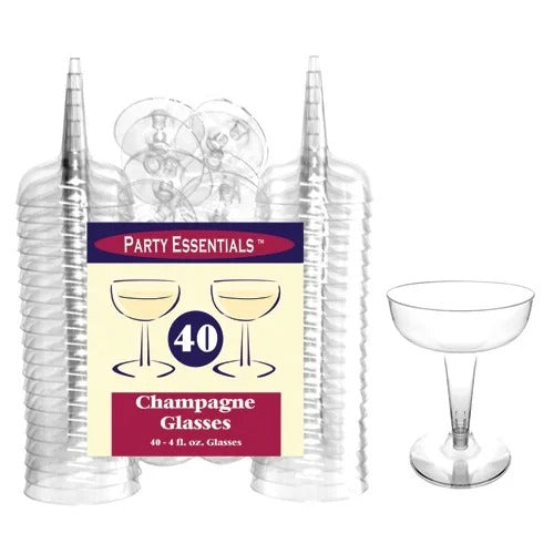 Party Essentials – Plastic Champagne Glasses 40 count