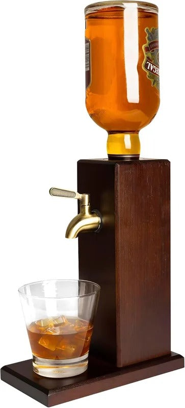 Rustic Wood & Brass Liquor Dispenser