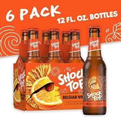 Shock Top Belgian White Wheat Beer, 6 Pack Beer, 12 FL OZ Bottles, 5.2% ABV