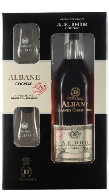 Cognac Albane Grande Champagne – Special pack con due bicchieri – AE Dor