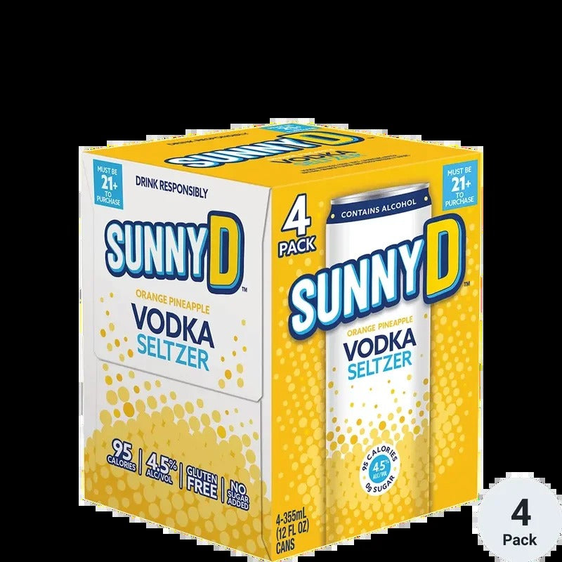 SunnyD Vodka Orange Pineapple Vodka Seltzer 4-Pack 355ml