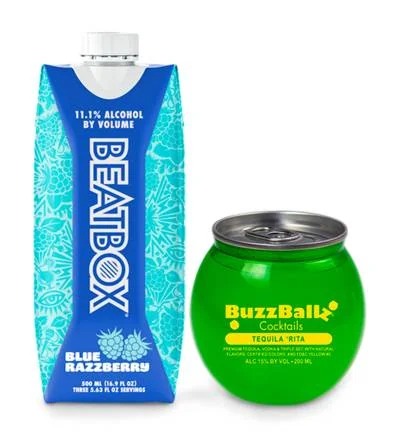 BuzzBallz Cocktails 2 Tequila Rita 200ml + Beatbox Blue Razzberry 1 16.9oz Bundle