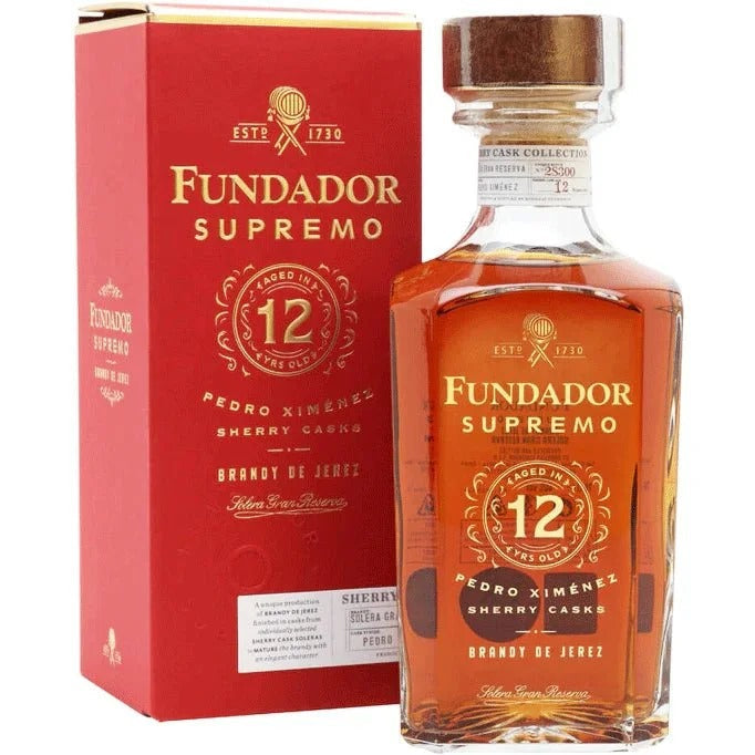Fundador Brandy De Jerez Supremo Pedro Ximenez Sherry Casks Solera Gran Res 12 Yr