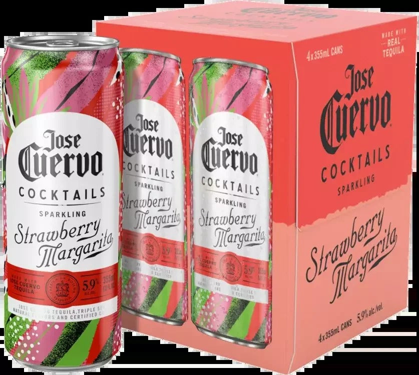 Jose Cuervo Sparkling Strawberry Margarita 355ml Can 4-Pack