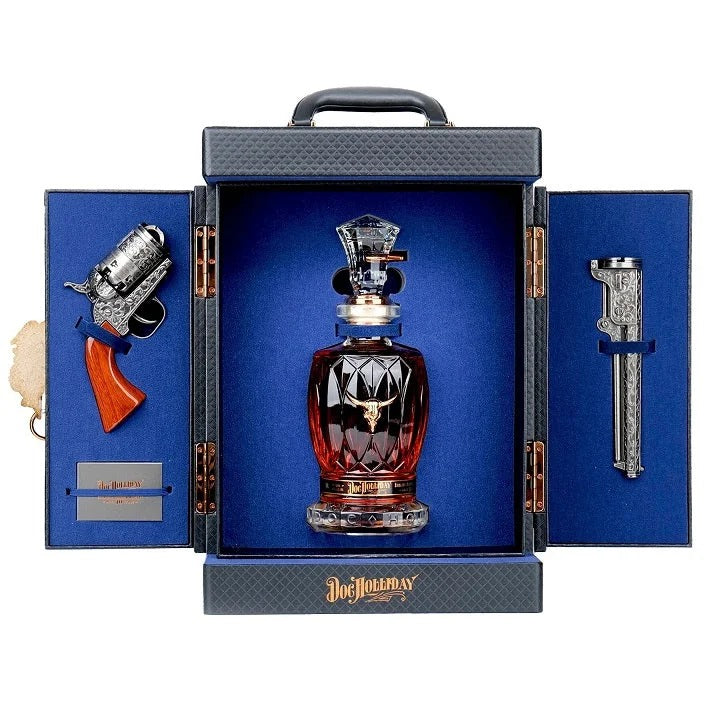 World Whiskey Society Doc Holliday 10 Year Old Straight Bourbon Whiskey Collector’s Case with Revolver Decanter 750ml