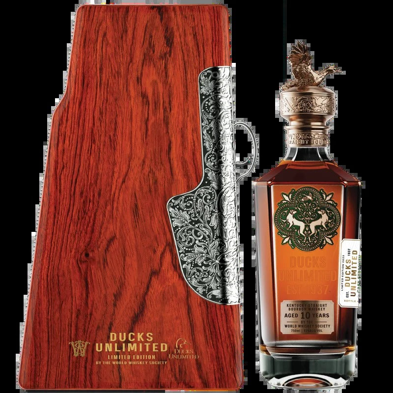World Whiskey Society Ducks Unlimited Limited Edition Gunstock 10 Year Old Straight Bourbon Whiskey 750ml