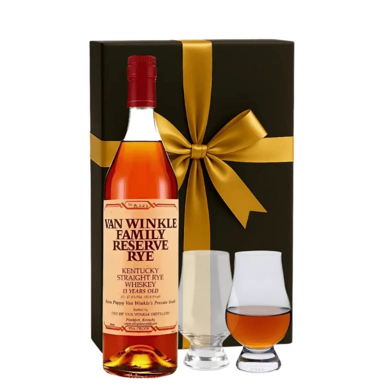 Pappy Van Winkle Family Reserve Rye Whiskey 750ml Gift Set W/ Gift Box & Glasses