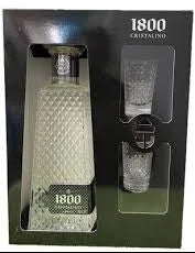 Casa Cuervo 1800 Cristalino Anejo Tequila 750ml with Shot Glasses