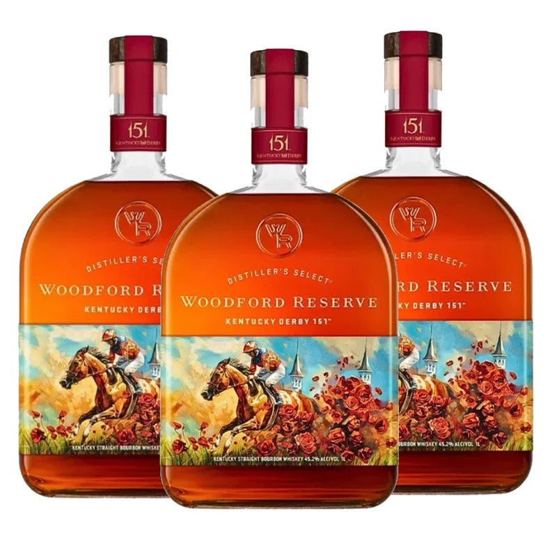 Woodford Reserve Kentucky Derby 151 Limited Edition Bourbon Whiskey Trio Pack – 3 Bottles (3x1L)