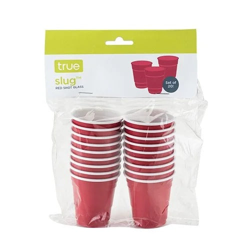 True Fabrications – Slug 1.5 oz Red Shot Glasses – Set of 20