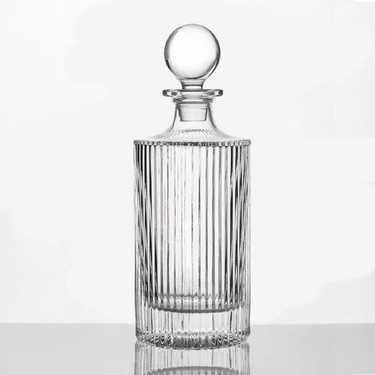 Elegant Fluted Glass Whiskey Decanter