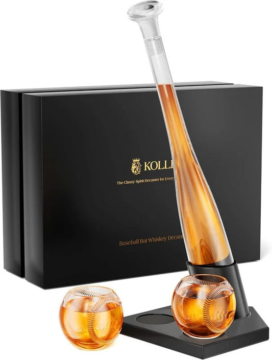 Baseball Bat Whiskey Decanter Set