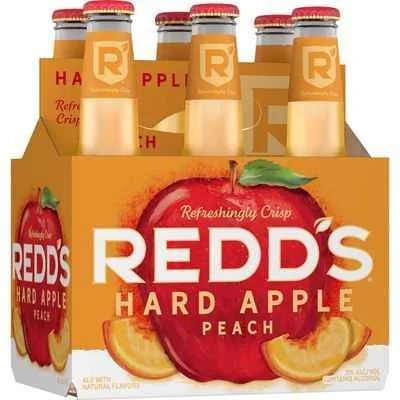 Redd’s Hard Apple Peach Ale Beer, 6 Pack, 12 fl. oz. Bottles, 5% ABV