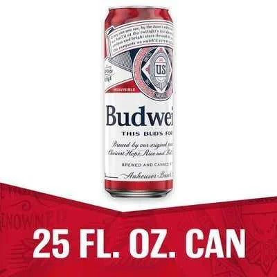 Budweiser Beer, 25 FL OZ Can, 5% ABV