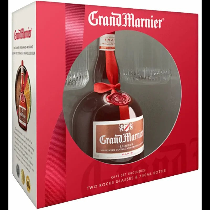 Grand Marnier Orange Liqueur w/ Premium Rock Glass Gift