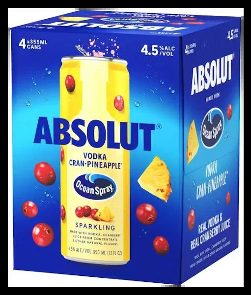 Absolut & Ocean Spray Cran-Pineapple Vodka Cocktail 4-Pack