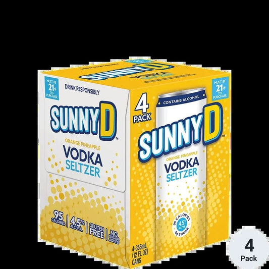 SunnyD Vodka Orange Pineapple Vodka Seltzer 4-Pack 355ml