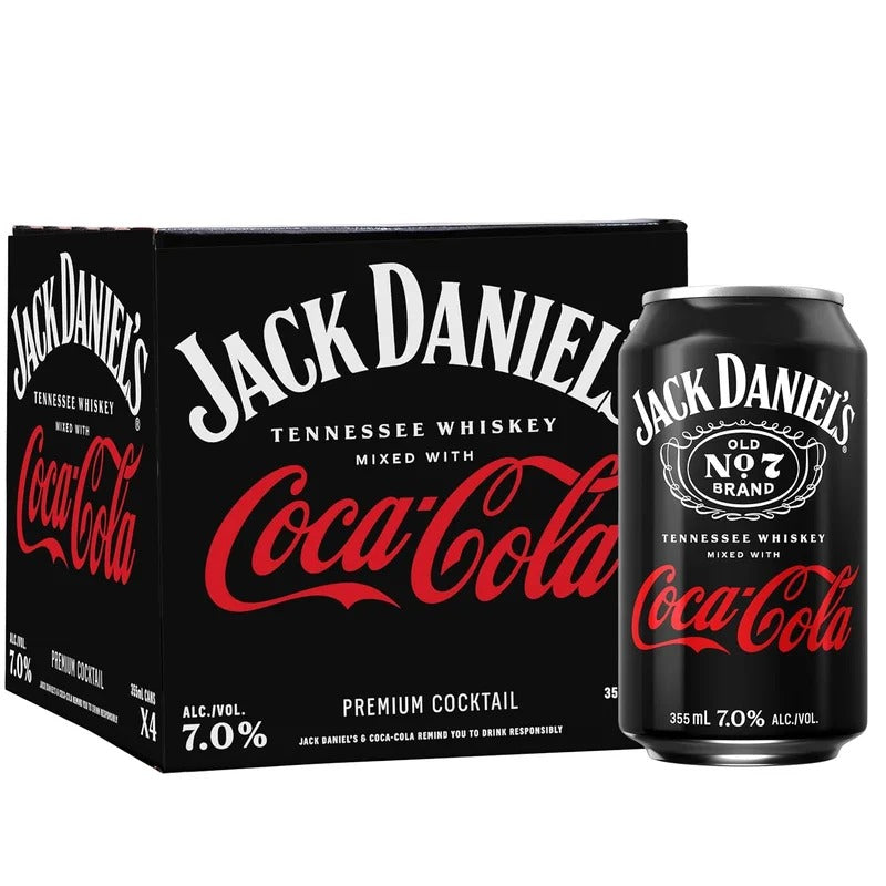 Jack Daniel’s No.7 Whiskey & Coca Cola Cocktail Can 4-Pack