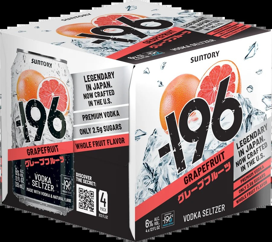 Suntory -196 Grapefruit Vodka Seltzer 4-Pack Can