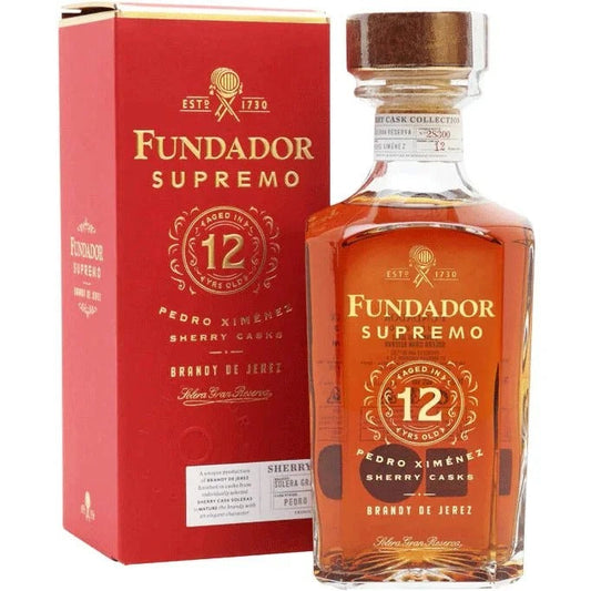 Fundador Brandy De Jerez Supremo Pedro Ximenez Sherry Casks Solera Gran Res 12 Yr