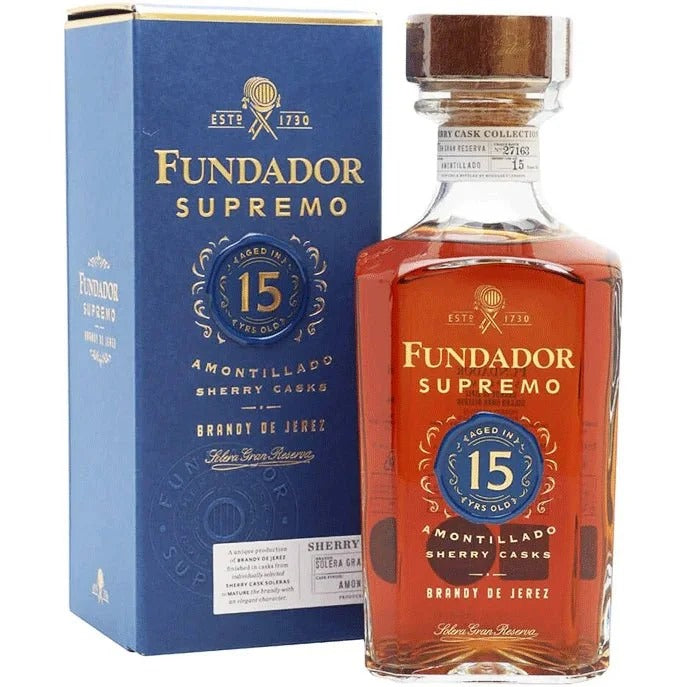 Fundador Brandy De Jerez Supremo Amontillado Sherry Casks Solera Gran Reser 15 Yr