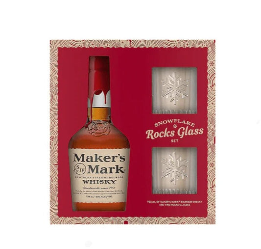 Maker’s Mark Straight Bourbon with Snokwflake Rocks Glasses