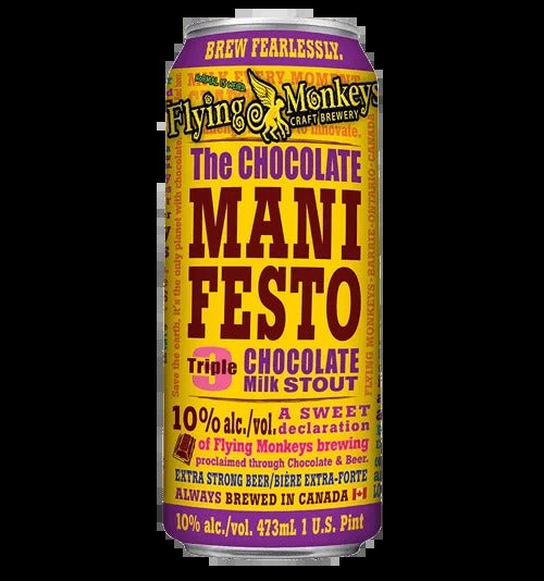 Flying Monkeys Craft The Chocolate Manifesto Triple Chocolate Milk Stout Beer 16-Oz Can 4-Pack