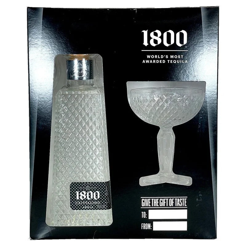 Casa Cuervo 1800 Cristalino Anejo Tequila 750ml with Glasses