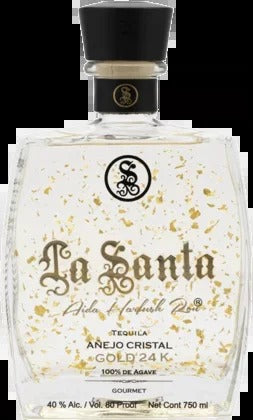 La Santa Cristal Gold 24k Anejo Tequila 750ml