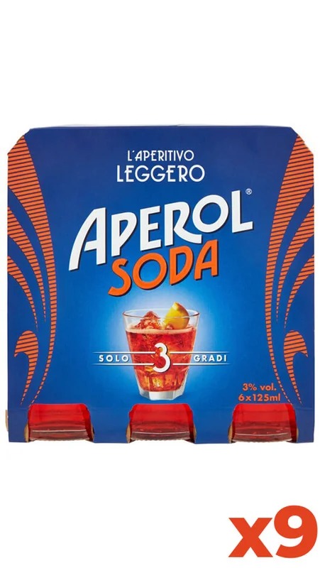 Aperol Soda – Cluster da 6 Bottiglie – Confezione cl.12 x 9 Cluster