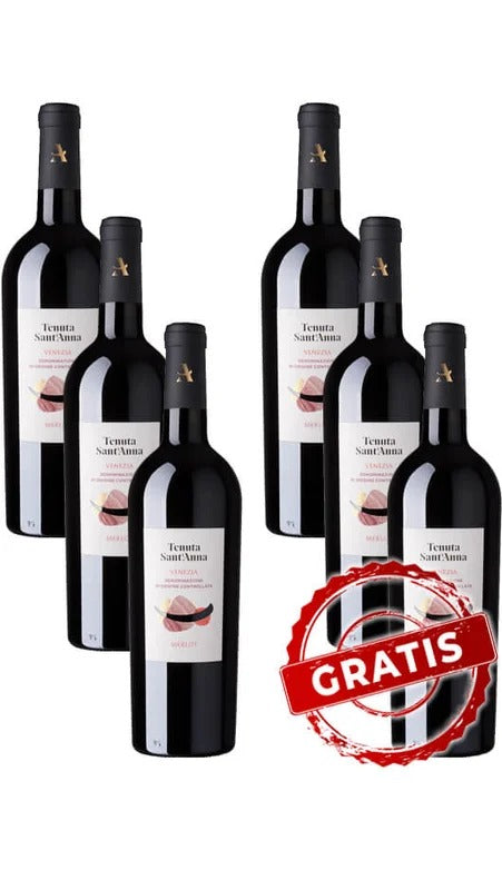 3 Bottiglie Merlot Venezia DOC – Tenuta Sant’Anna + 3 OMAGGIO