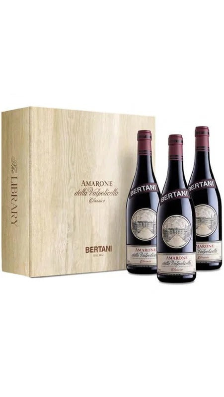 Amarone della Valpolicella Classico – The Library – Cofanetto in Legno 3 bottiglie – 2007-2008-2010 – Bertani