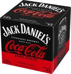 Jack Daniel’s No.7 Whiskey & Coca Cola Zero Sugar Cocktail Can 4-Pack