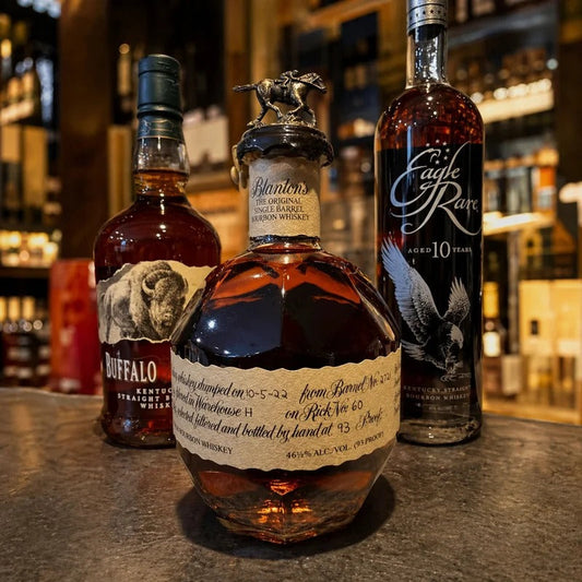 Buffalo Trace, Blanton’s, Eagle Rare 10 Year Old Bourbon Whiskey Bundle 3-Pack