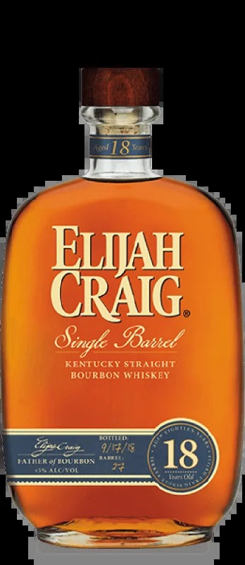 Elijah Craig 18 Year Old Single Barrel Straight Bourbon Whiskey 750ml