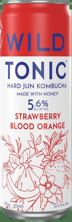 Wild Tonic Strawberry Blood Orange Hard Jun Kombucha 12 oz Can