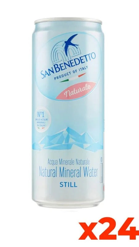 Acqua San Benedetto Naturale – Confezione 33cl x 24 Lattine Sleek
