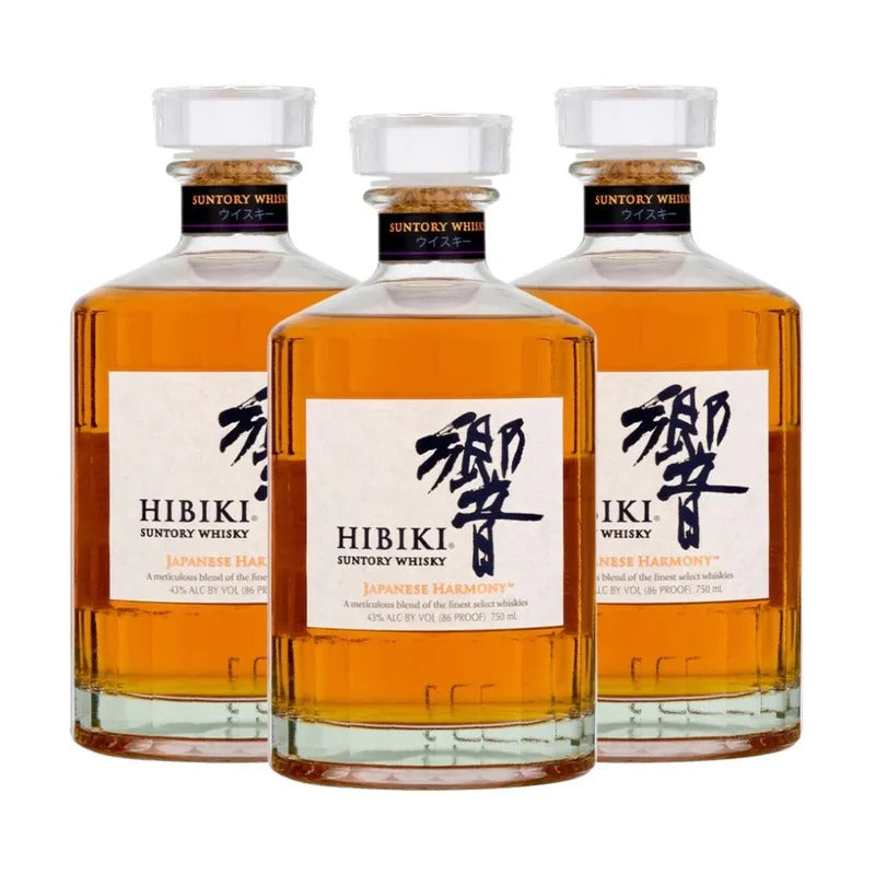 Hibiki Suntory Harmony Japanese Whisky 750ml 3-Pack Bottle Combo